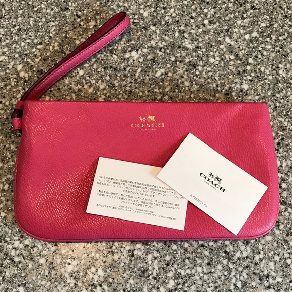 Coach Bags | Nwt Large Coach Pink Wristlet | Poshmark